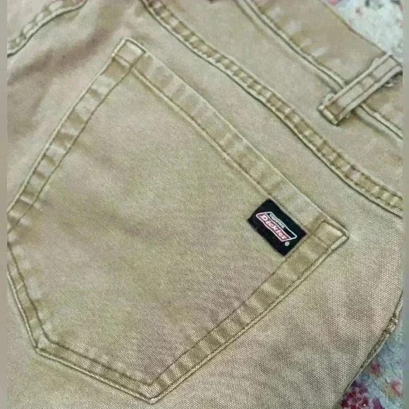 Vintage Dickies Khaki Denim Cargo Carpenter Shorts With Side Pocket Size‎ 32 - Picture 1 of 7